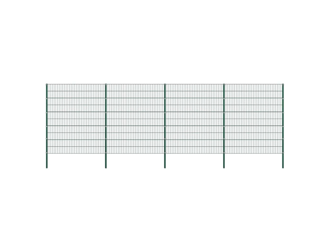 Vidaxl Painel De Vedação Com Postes De Ferro 867x200 Cm Verde