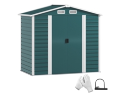 Abrigo de Jardim VERIDIA CUOM 2,36m² 213x120x194cm com base reforçada e portas de correr, verde