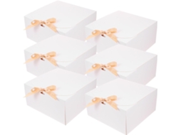 Conjunto De 6 Caixas Papel Branco Para Bolos Com Fecho Fita, Pré Dobradas E Fáceis De Montar, Ideais Para Bolos Em