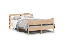 Vidaxl Estrutura de Cama com Cabeceira 120x200 Cm Pinho Maciço