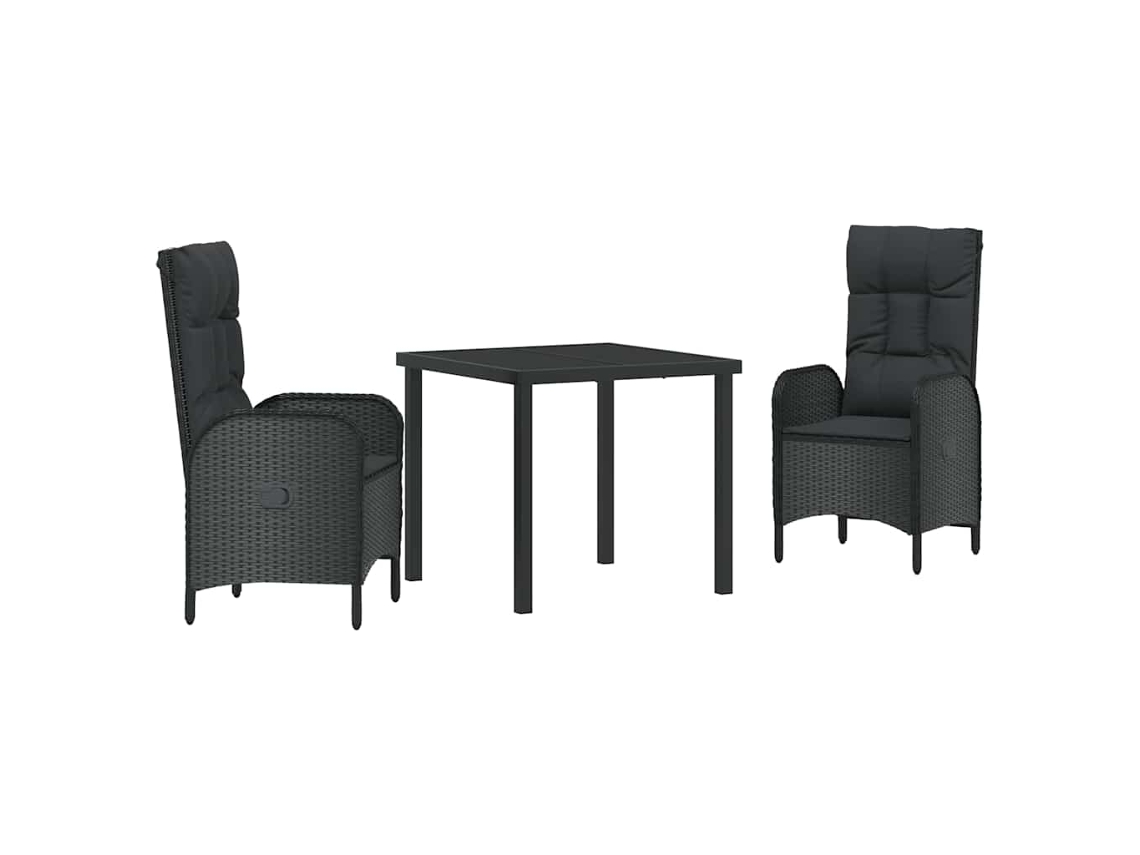 Maison Exclusive - Conjunto De Jantar Para Jardim Com Almofada 3 Pcs Preto Vime Pe