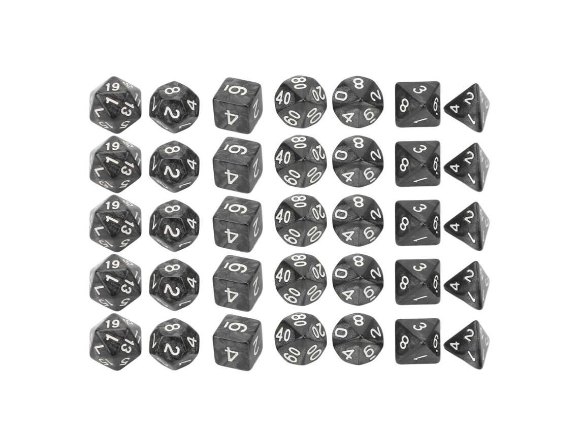 Kit de Dados de Plástico com 35 Peças, Dados Poliédricos com Números Brancos para Jogos de Mesa Educativos