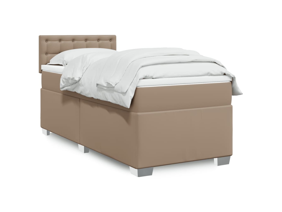 Vidaxl Cama Com Molas/colchão 90x190 Cm Couro Artificial Cappuccino