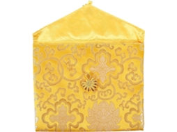 Bolsa organizadora para escrituras budistas Alipis, 24x20 cm, em tecido com carimbo de Nuvens chineses e botão.