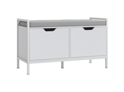 Banco para Sapatos com Assento Acolchoado (4 Pares, 84x35x50 Cm, Branco)