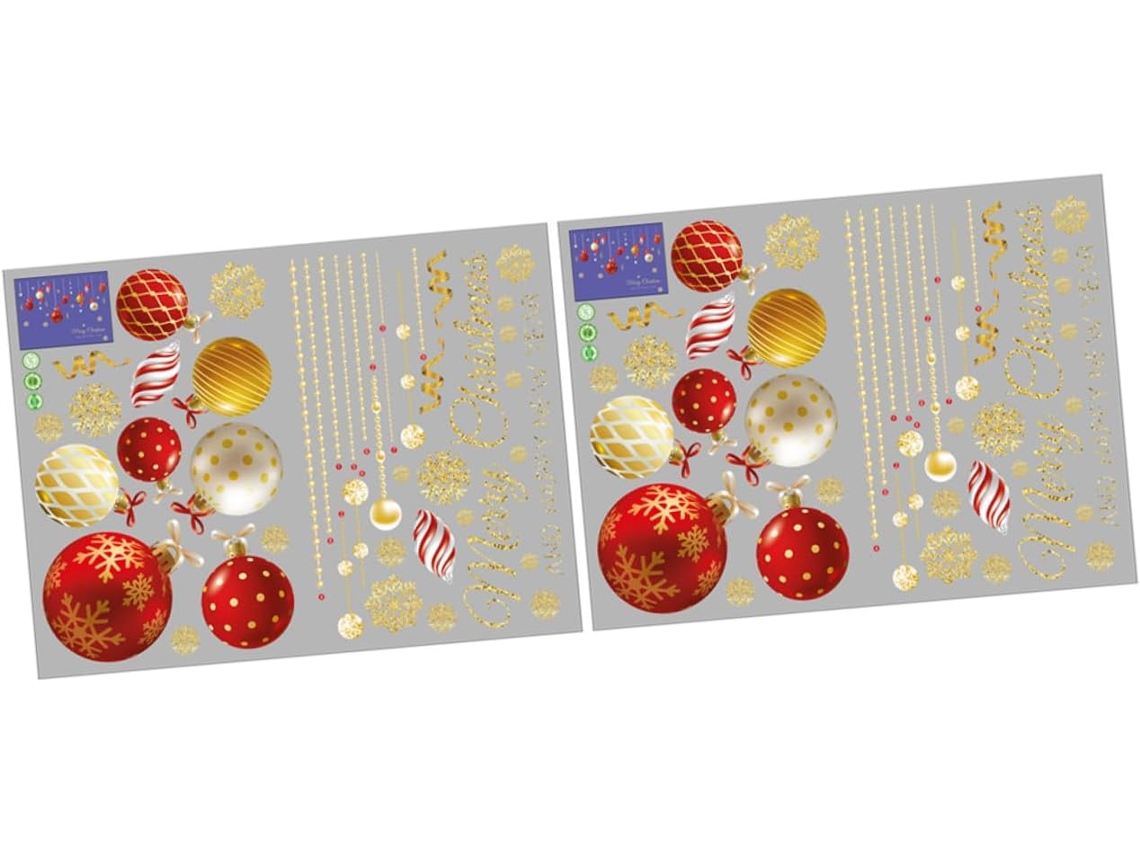 Adesivos Parede Natalinos Vermelhos 2 Peças Pvc Impermeável Reutilizáveis Decoração Celebrações Natal Casa GOKOCO
