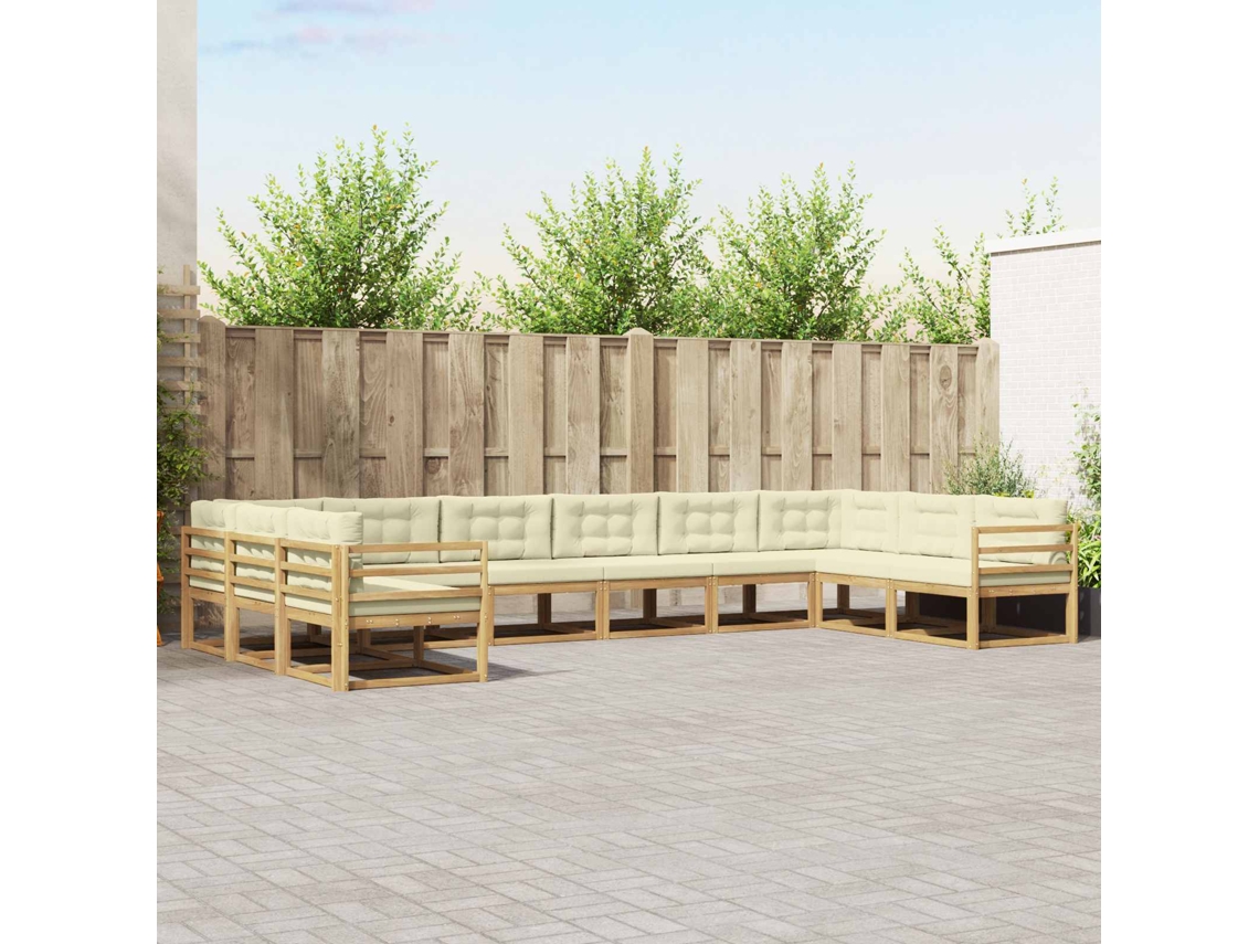 Vidaxl Conjunto De Sofás Para Exterior 10 Unid. Branco E Creme