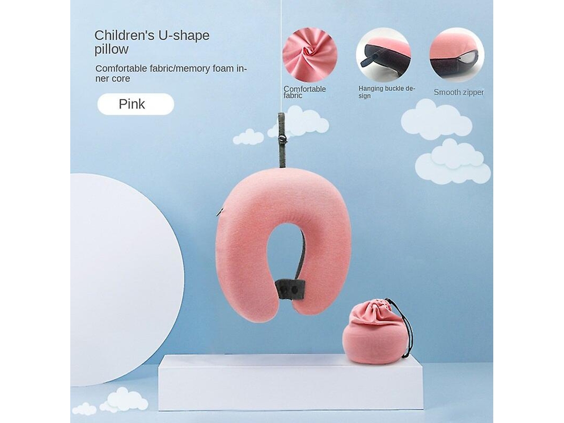 Lurelia Almofada Infantil De Viagem, Formato U, Em Espuma Viscoelástica, Rosa, Ref. L0783