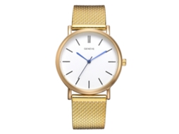 Relógio de Pulso Feminino de Moda com Cinta de Silicone e Display Analógico Ouro