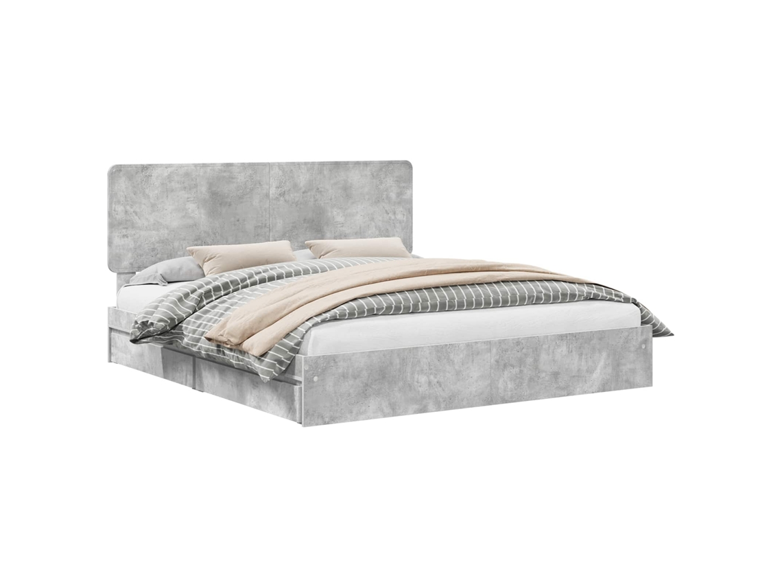 Cama com Armazenamento Cinzento MAISON EXCLUSIVE em Madeira Processada 200x200 cm