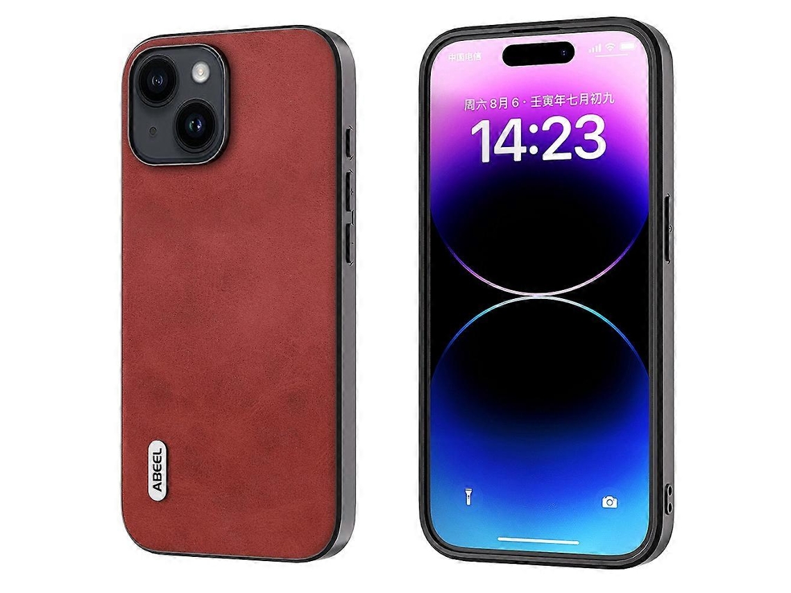 Capa Para Iphone 15 Plus Abeel Em Pu Com Textura De Couro Bovino Bicolor