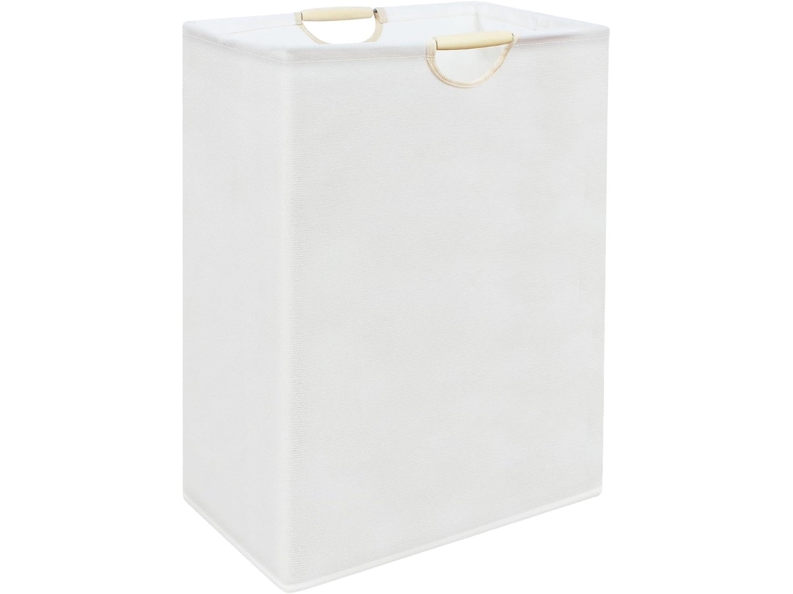 Cesto De Roupa Dobrável, Em Algodão E Linho, 36l, Lavável, Compacto, Para Banheiro, Quarto E Lavanderia, Branco