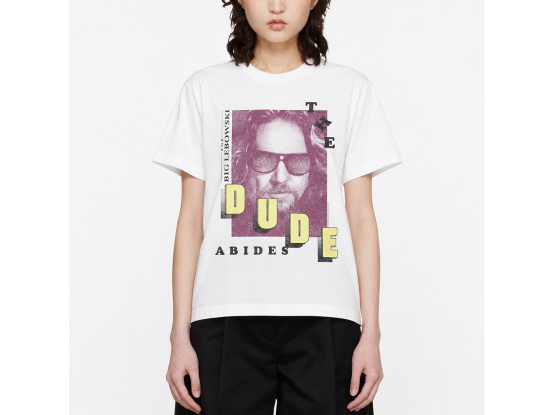 Rockinstone The Big Lebowski Dude Abides Photo White Adult T-shirt Size:l