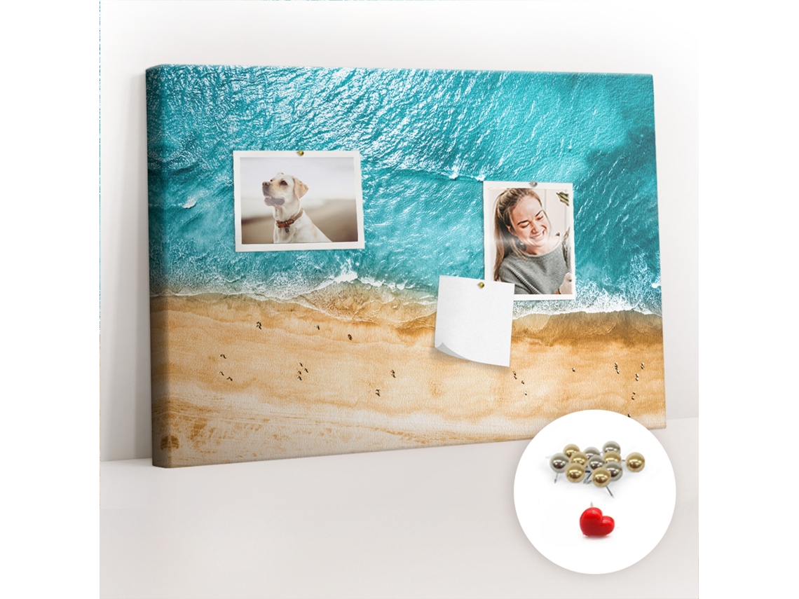 Quadro De Cortiça Mar, Praia E Pessoas Para O Corredor Espelharte (60x40 Cm)