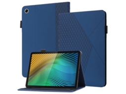 Capa De Couro Para Tablet Oppo Realme Pad Com Estampa De Losangos, Formato Horizontal, Com Compartimentos Para Cartões E Suporte.