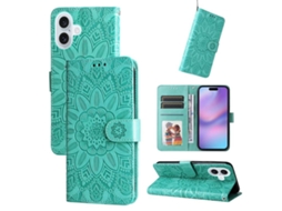 Capa Para Iphone 17 Em Couro Com Girassol Em Relevo