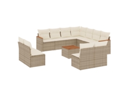 Conjunto de 12 sofás para jardim com almofadões Vime Pe Bege MAISON EXCLUSIVE