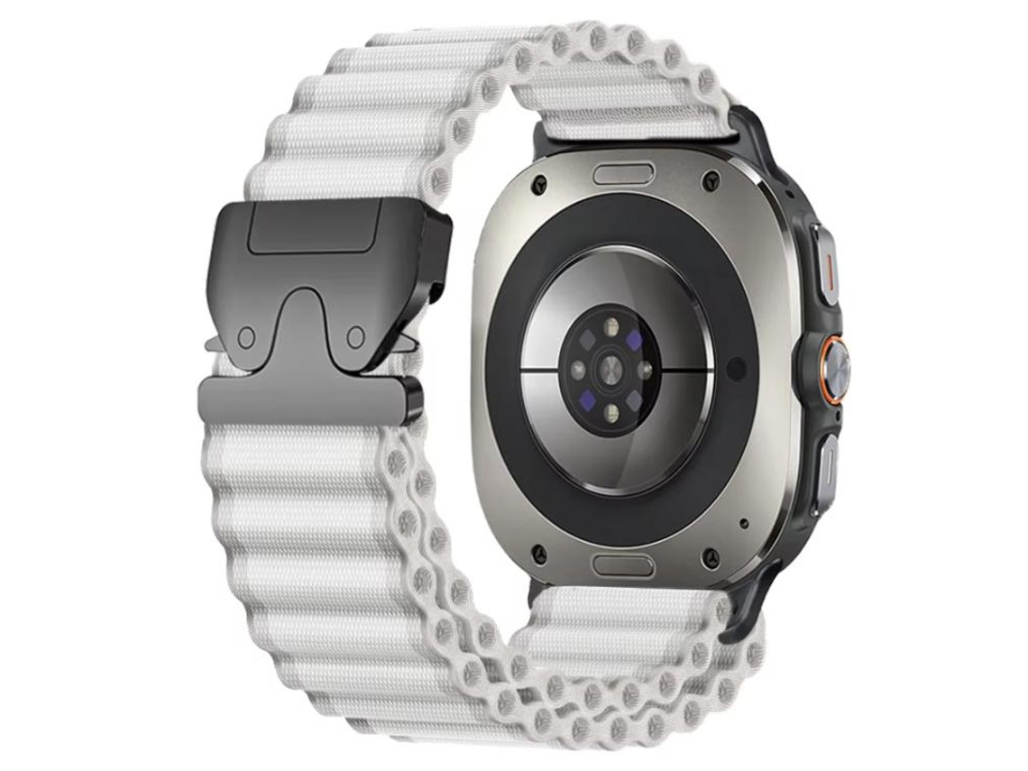 Bracelete Nylon Esportivo para Samsung Galaxy Watch 8 / 8 Classic XIAOMOYU com Fecho de Paraquedas e Fivela Preta e Branca