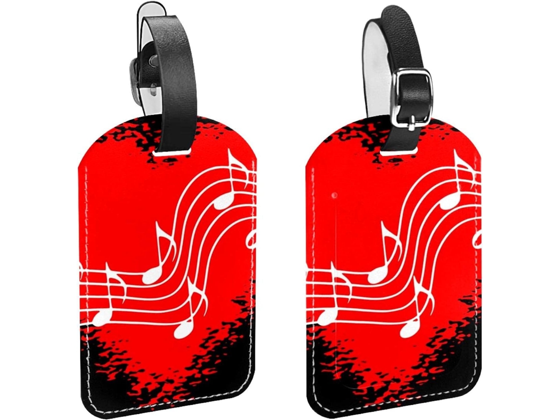 Conjunto De 2 Etiquetas Bagagem Em Couro Sintético Proteger A Privacidade Músicas, Notas Musicais E Claves De
