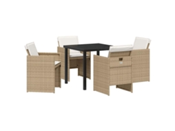 Maison Exclusive - Conjunto De Jantar Para Jardim Com Almofada 5 Pcs Bege Vime Pe