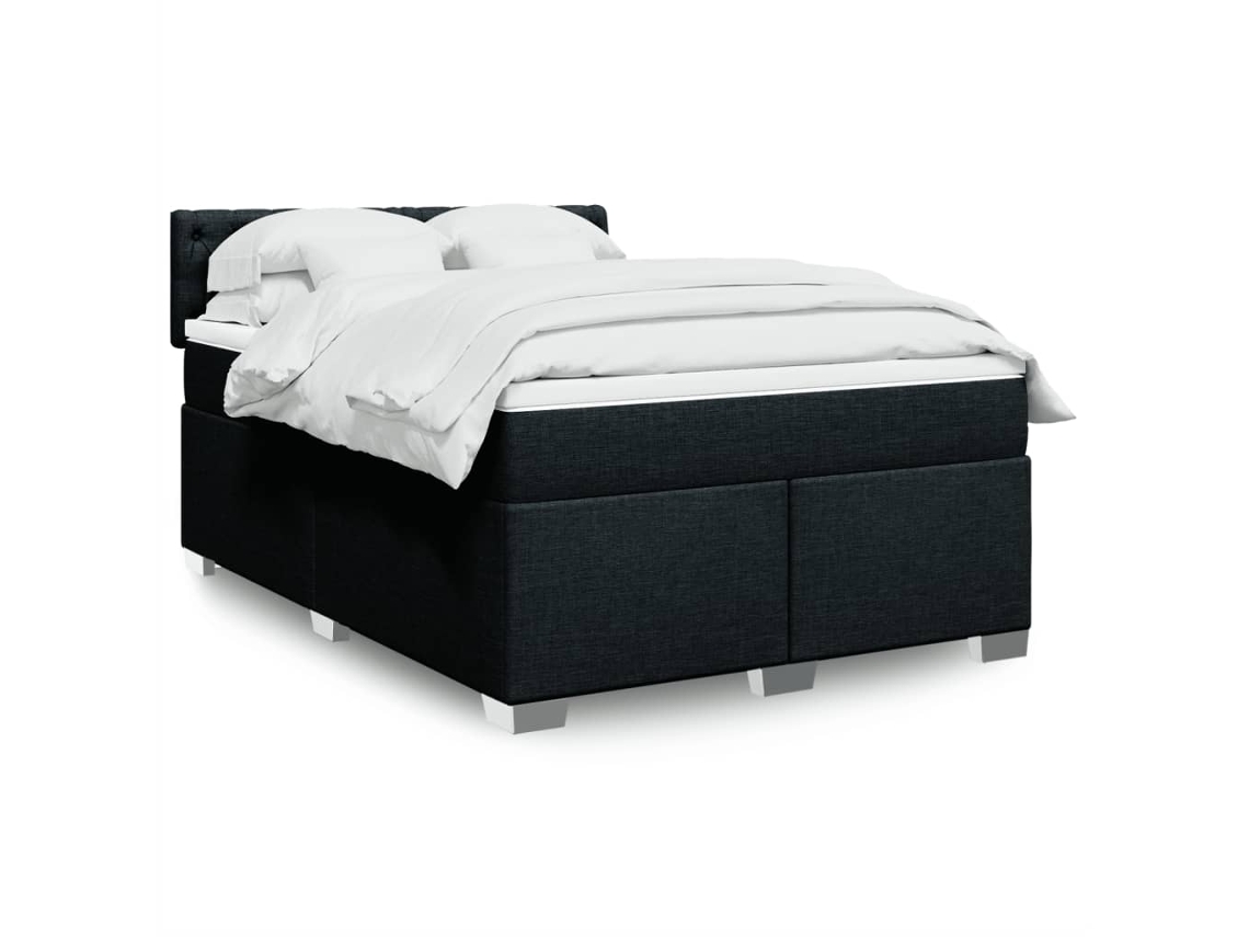 Vidaxl Cama Com Molas/colchão 140x190 Cm Tecido Preto