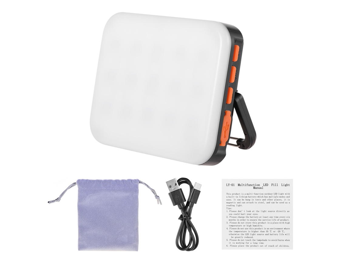 2026 luz Led Rgb Recargável para Câmera e Fotografia, Luz Complementar Multifuncional Preta