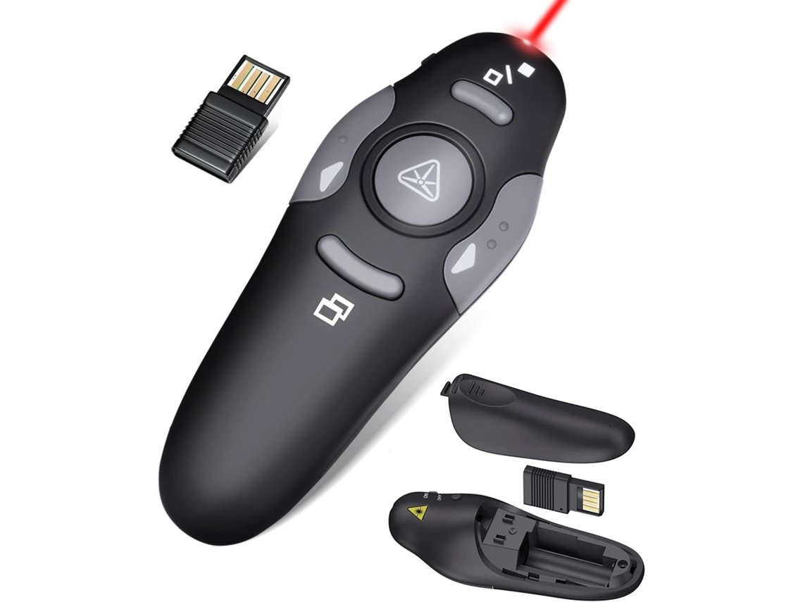 Comando de Apresentações ZRUXE Wireless Presentation Clicker Ponteiro Laser Usb Dongle Compatível com Mac Windows Linux Google Slide Ppt Key