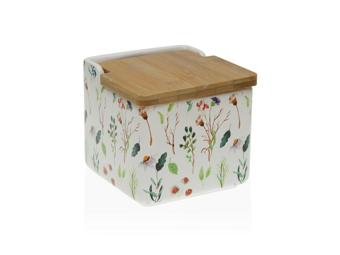 Saleiro Com Tampa Versa Sansa Bloemen Cerâmica (12,2 X 11,5 X 12,2 Cm)