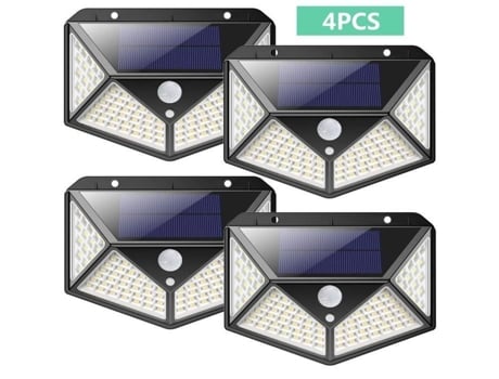 Lanterna solar Elckner com 100 LEDs, pacote com 4, iluminação com sensor de movimento, à prova d'água até 270°, para jardim, pátio e quintal