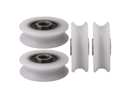 Rebe 4 Rodas de Polia de Nylon com Ranura U, Diâmetro Interno 4mm, para Portas Deslizantes, 4x20x6.5x7.4mm, Cor Branca