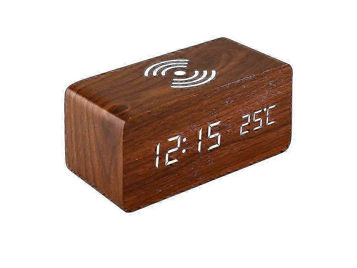 Digital Rectangular Alarm Clock - Brown