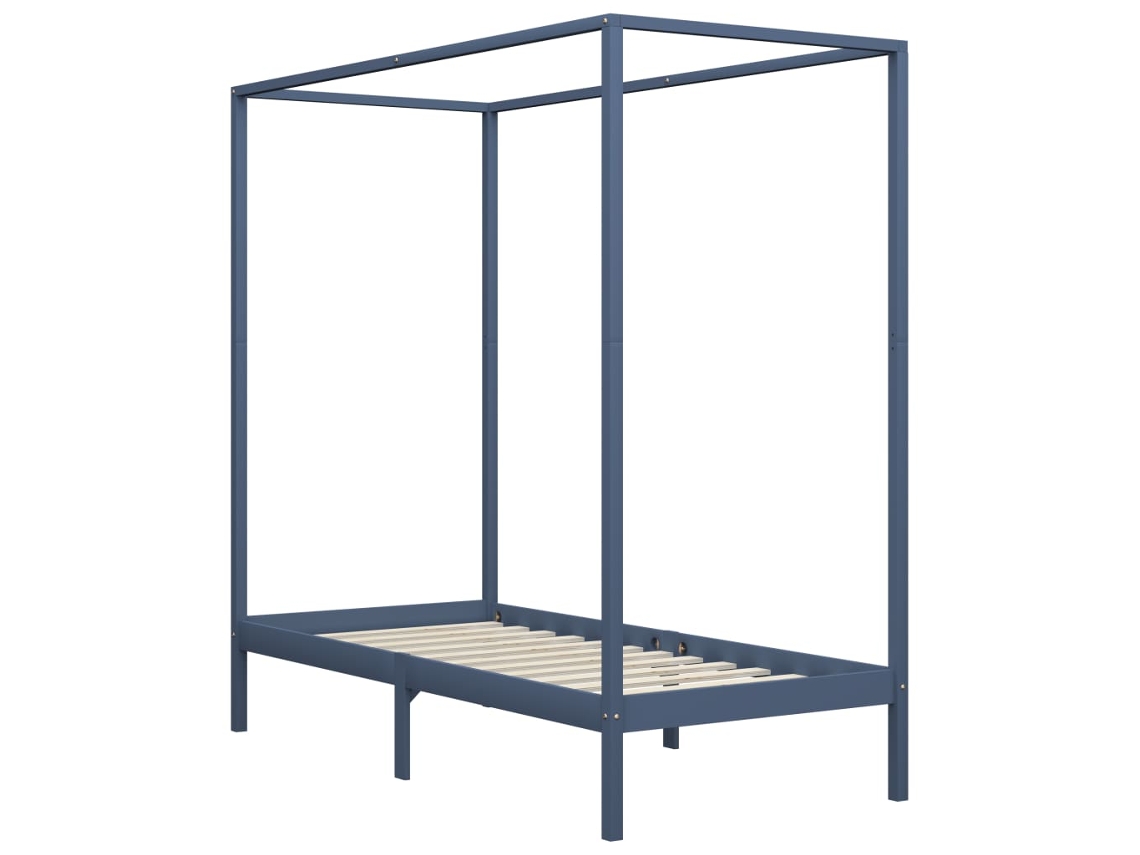 Estrutura de Cama com Toldo 100x200 cm Pinho Maciço Cinzento MAISON EXCLUSIVE
