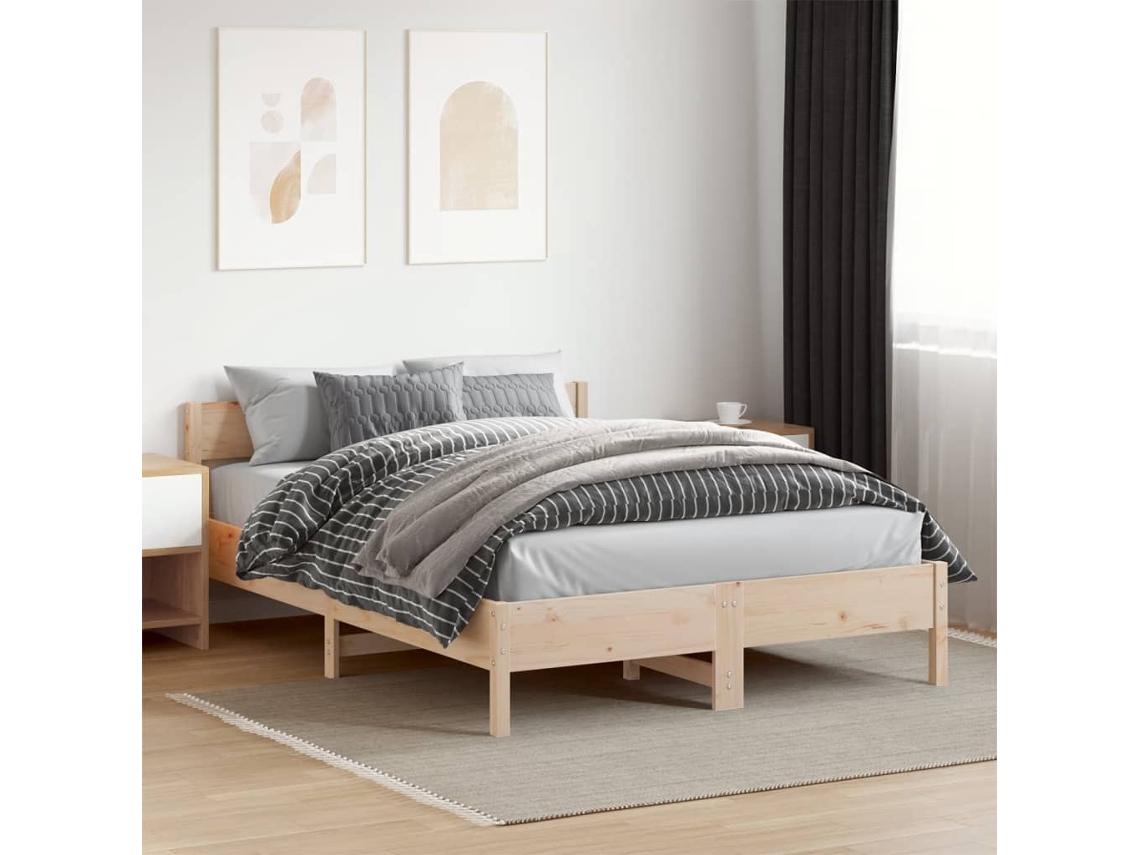 Cama Sem Colchão 140x200 Cm Madeira De Pinho Maciça