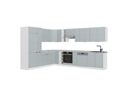 Cozinha Em Ângulo Fame-line, 347x257cm, Pt Mármore, Azul Claro-cinza/branco, Branco, Vicco
