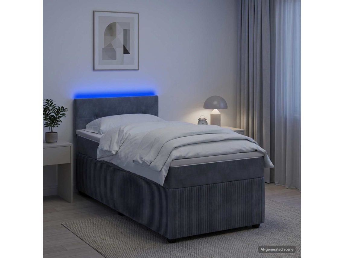 Vidaxl Cama Box Spring Com Colchão Cinzento-escuro 80 X 200 Cm Veludo
