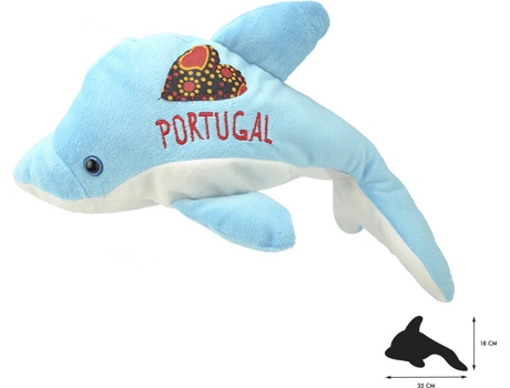 Peluche  Golfinho Azul bordado Portugal (35 x 12 x 18 cm - Poliéster)