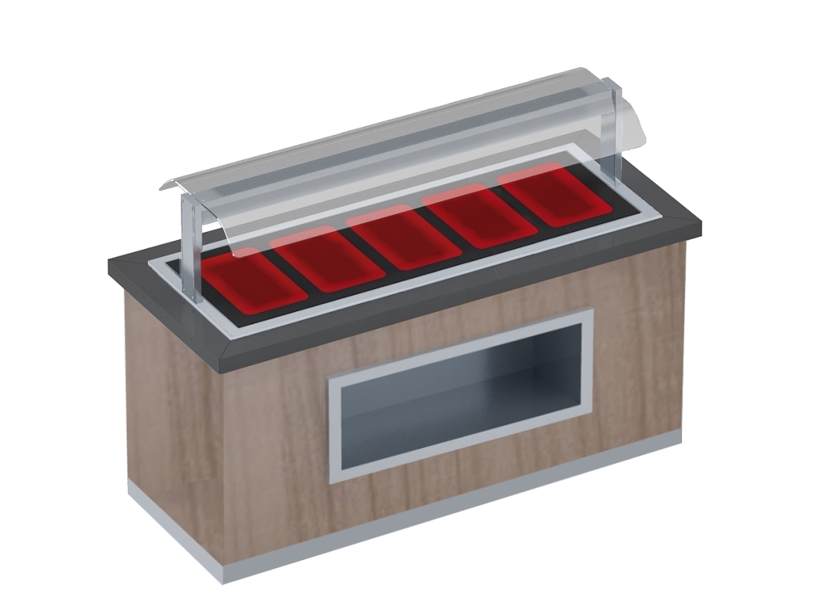 Buffet Quente Com Vidrocerâmica E Protetor De Tela 5 Gn 1/1 20 Acabamento Nm 2000x850x1320 Mm 3210 W 230/1v 11058nm1 Eurast