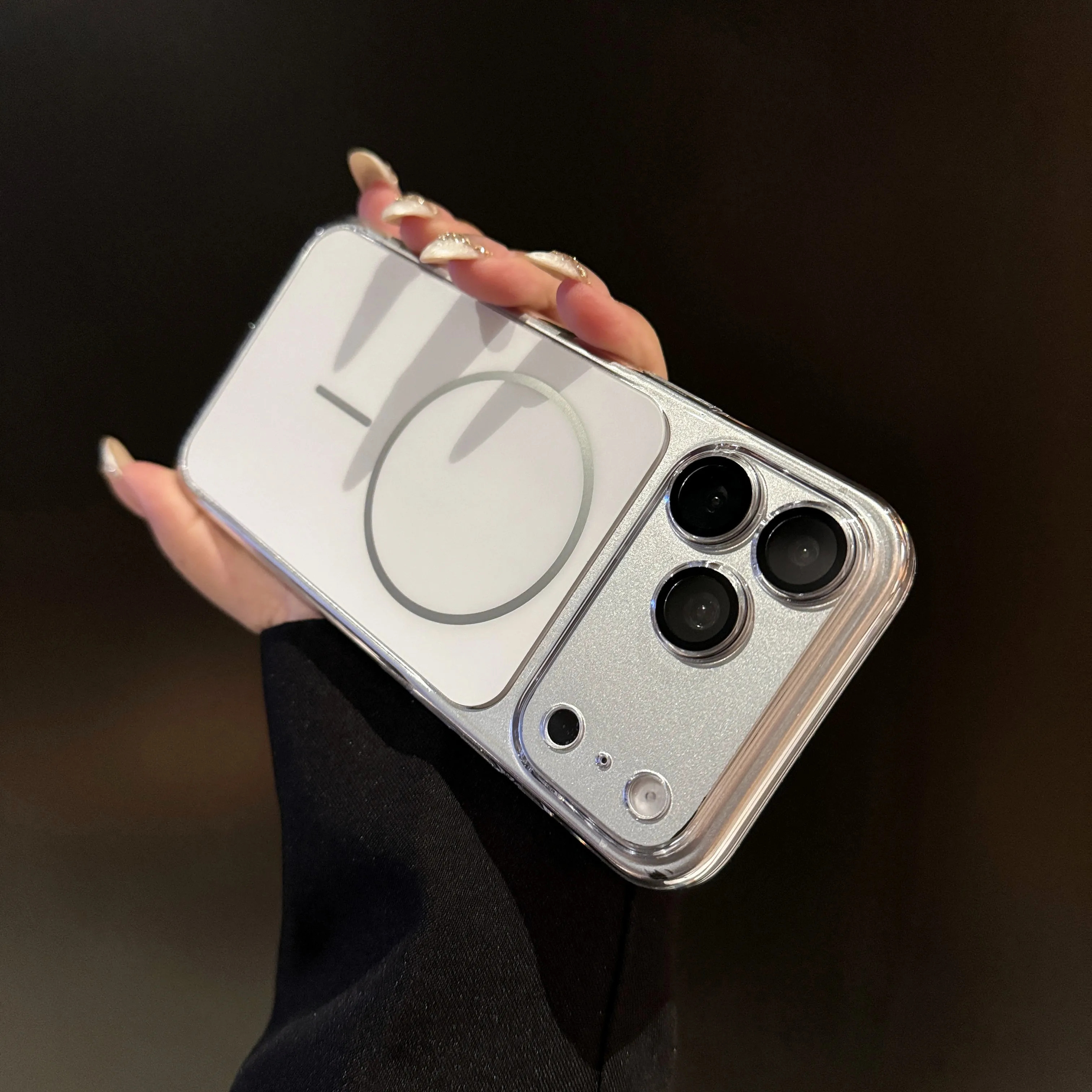 (iphone 13 Prateado) Capa Protetora Magnética Transparente Ultrafina E Rígida Para Câmera