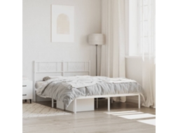 Vidaxl Estrutura De Cama Com Cabeceira 120x200 Cm Metal Branco