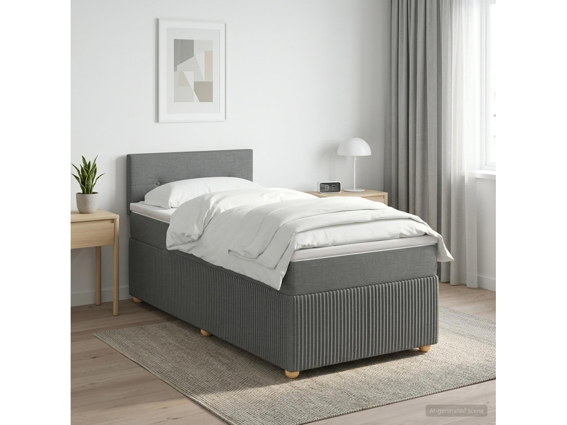Vidaxl Cama Box Spring Com Colchão Cinzento-escuro 80 X 200 Cm Tecido