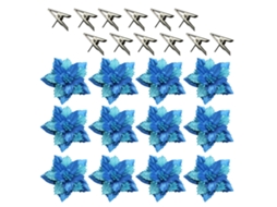 Laxiscreed Ramos De Poinsetta Vermelha Para Natal, 9cm, Pack De 12 Flores Com Clipes Decorativos