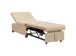 Sofá de Relaxamento Retrátil Creme 194x67x82cm Microfibra HARLANV1