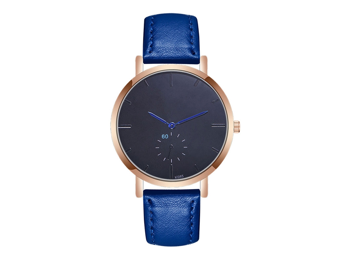 Reloj Analógico De Cuarzo Con Correa De Cuero Pu Para Hombre Deportivo Empresarial (azul Real)