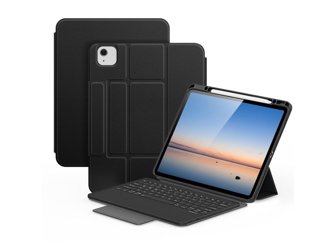 Capa Com Teclado Magnético Sem Fio Couro Vegano Para Ipad Pro 11 2024 2025 Português