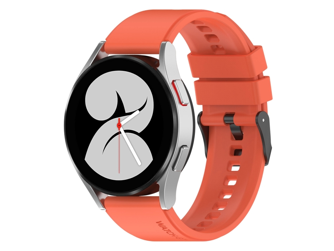 Bracelete Para Samsung Galaxy Watch 5 Pro (45mm) - Silicone Black Buckle Step (20mm) - Laranja