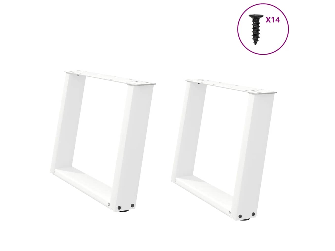 Vidaxl Pés Para Mesa De Centro Em Formato De U, 2 Peças, Branco, 70x (42-43) Cm, Aço