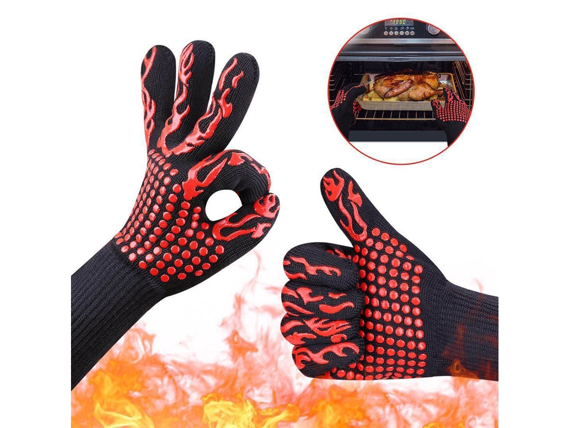 Luvas De Churrasco Com Listras Antiderrapantes De Silicone Resistentes Ao Calor De 500~800℃ Para Churrasco Ao Ar Livre, Grelha E Cozinha