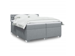 Vidaxl Cama Com Molas/colchão 200x200 Cm Tecido Cinza-claro