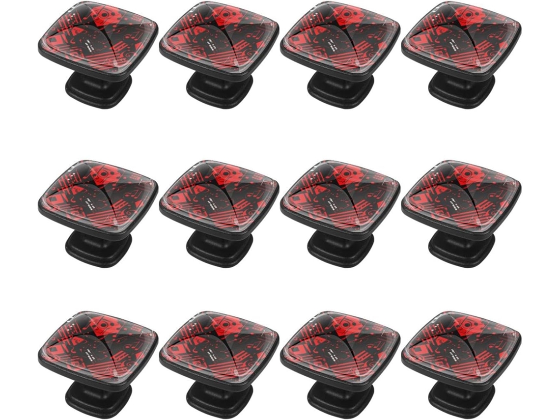 Puxadores E Maçanetas Quadradas Para Armários De Cozinha, Conjunto De 12 Peças, Nas Cores Preto E Vermelho