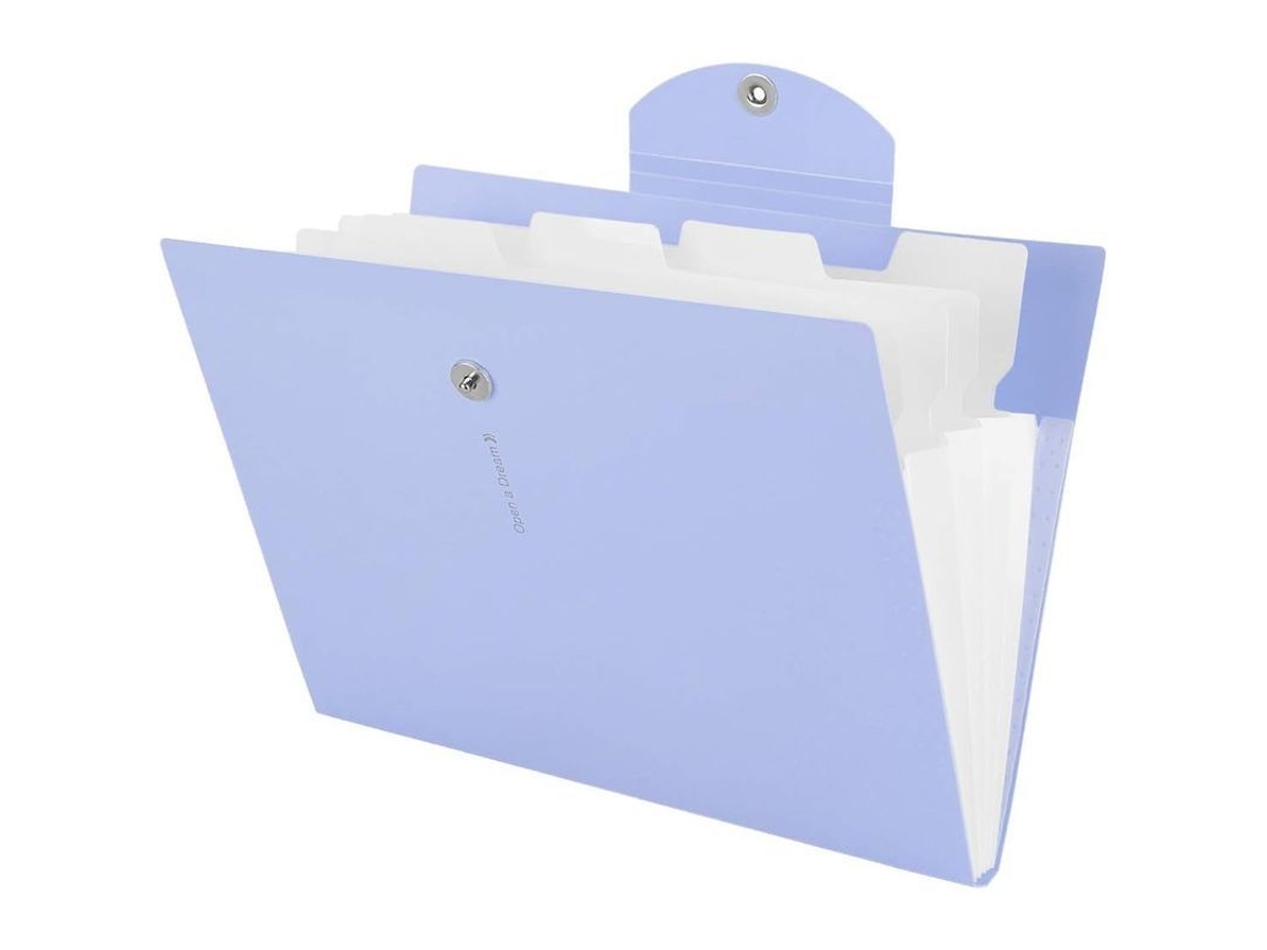 Carpeta A4 Expandida Com 5 Bolsos De Polipropileno, Fechamento Magnético, Portátil Para Escritório E Escola